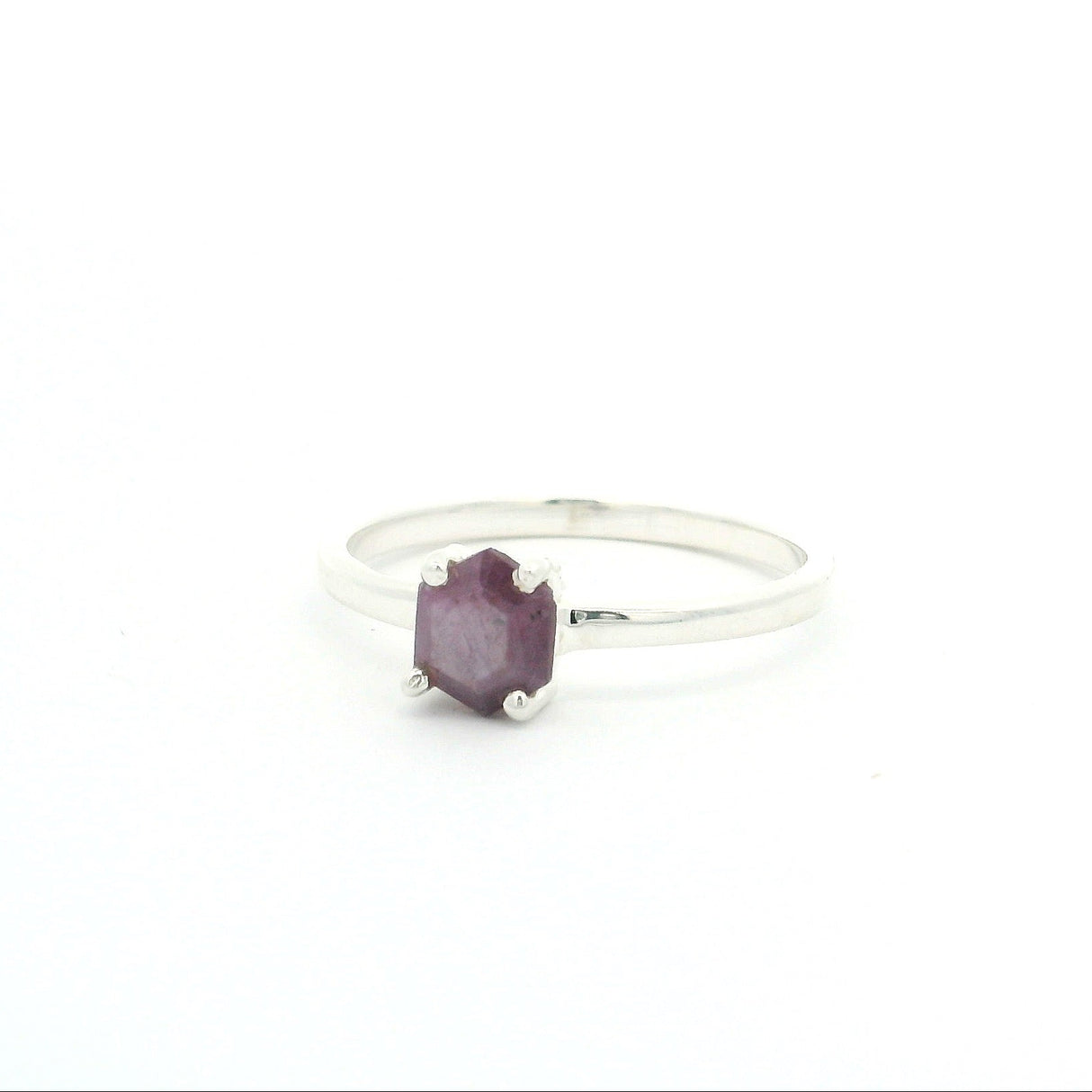 Faceted Ruby Stalactite Ring - Prong Set Sz 10