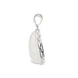 Pendentif goutte de pierre de lune arc-en-ciel avec bords ondulés en argent sterling 925 et bélière fantaisie