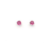 Faceted Prong Set Precious Gemstone in Rhodium Vermeil 925 Sterling Silver