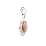 Rhodochrosite Pendant - Oval Cabochon With Silver Bezel Edge