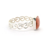 Rhodochrosite Rectangle Ring with Mini-Spirals Band Bezel Set in 925 Sterling Silver sz9