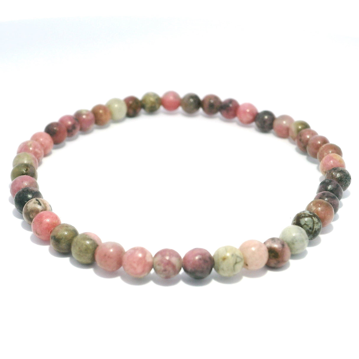 Bubblegum Pink Rhodonite Beaded Bracelet 4mm Rounds