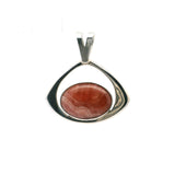 Rhodochrosite Pendant - Oval Set East-West in Silver Eye
