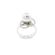 Sterling silver bead ring featuring two rope surrounds, adjustable size, with a polished finish.