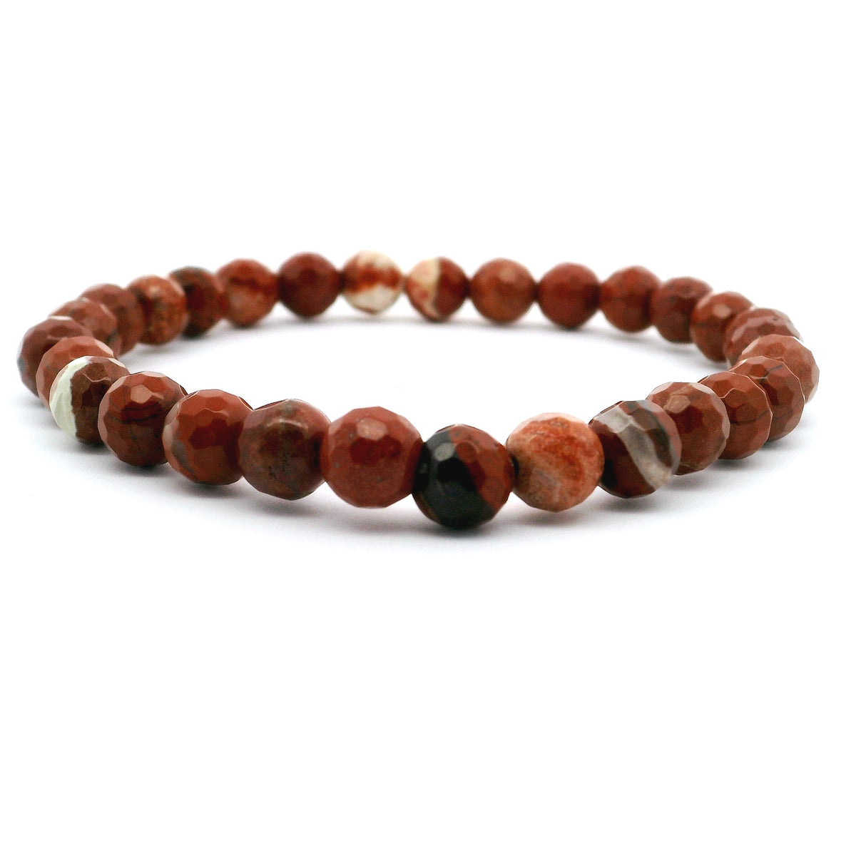 Red Jasper Beaded Bracelet 6mm Faceted Rounds