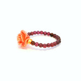 Pink Opal Rose Ring with Garnet 2mm Rounds as Band