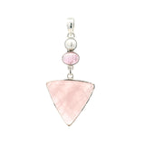 Rose Quartz Cabochon Pendant with Pearl & Pink Tourmaline