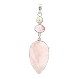 Rose Quartz Cabochon Pendant with Pearl & Pink Tourmaline