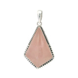 Rose Quartz Cabochon Rope Bezel Set Pendant
