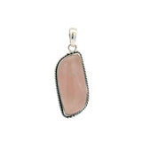 Rose Quartz Cabochon Rope Bezel Set Pendant
