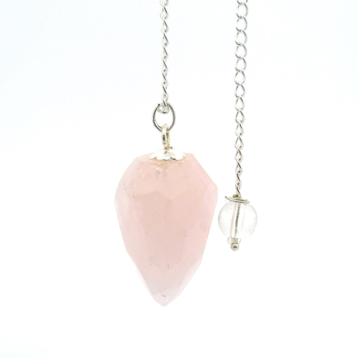 Rose Quartz Faceted Droplet Gemstone Pendulum