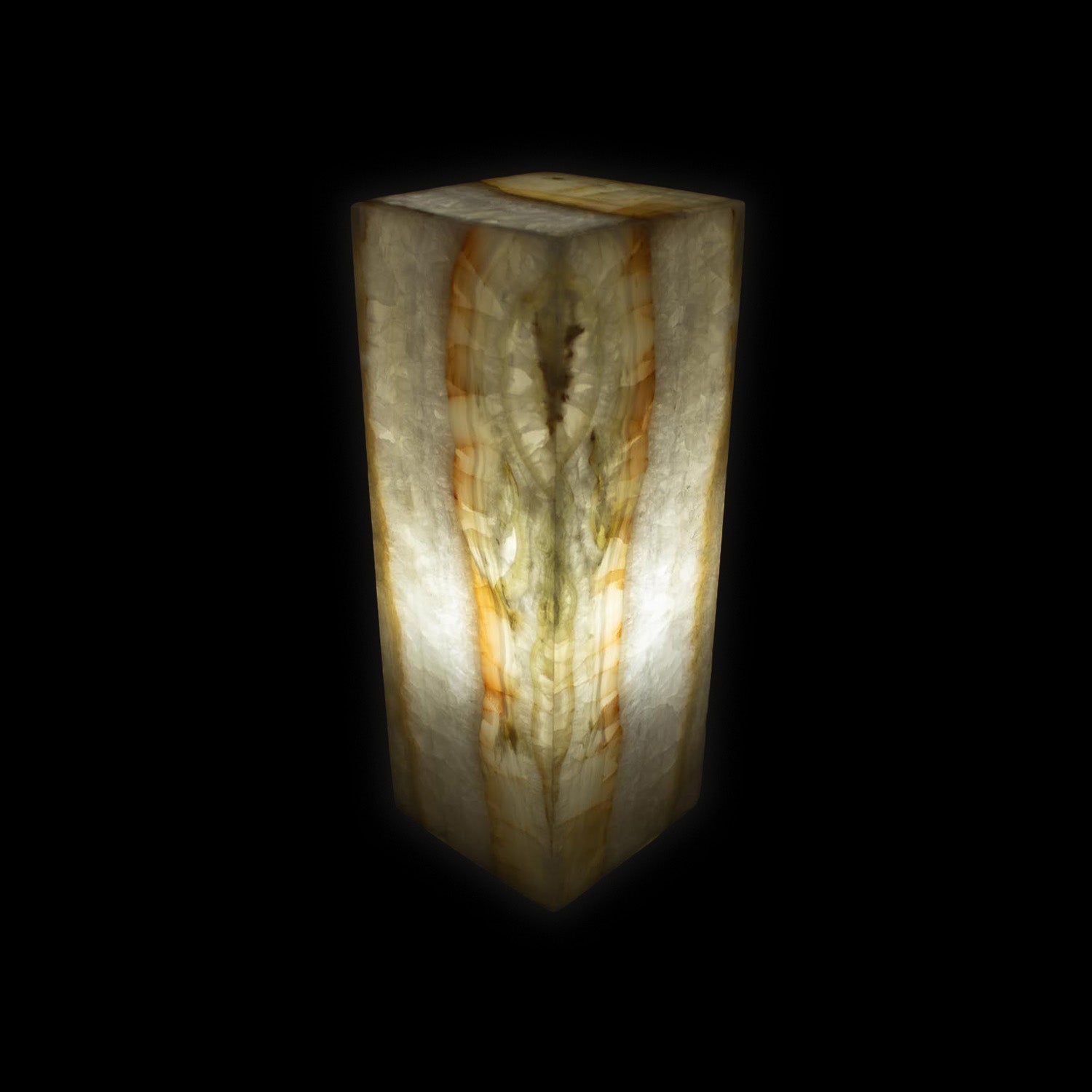 Luminaire sur pied à dessus fermé en onyx vert/orange Tehuacan 16 po