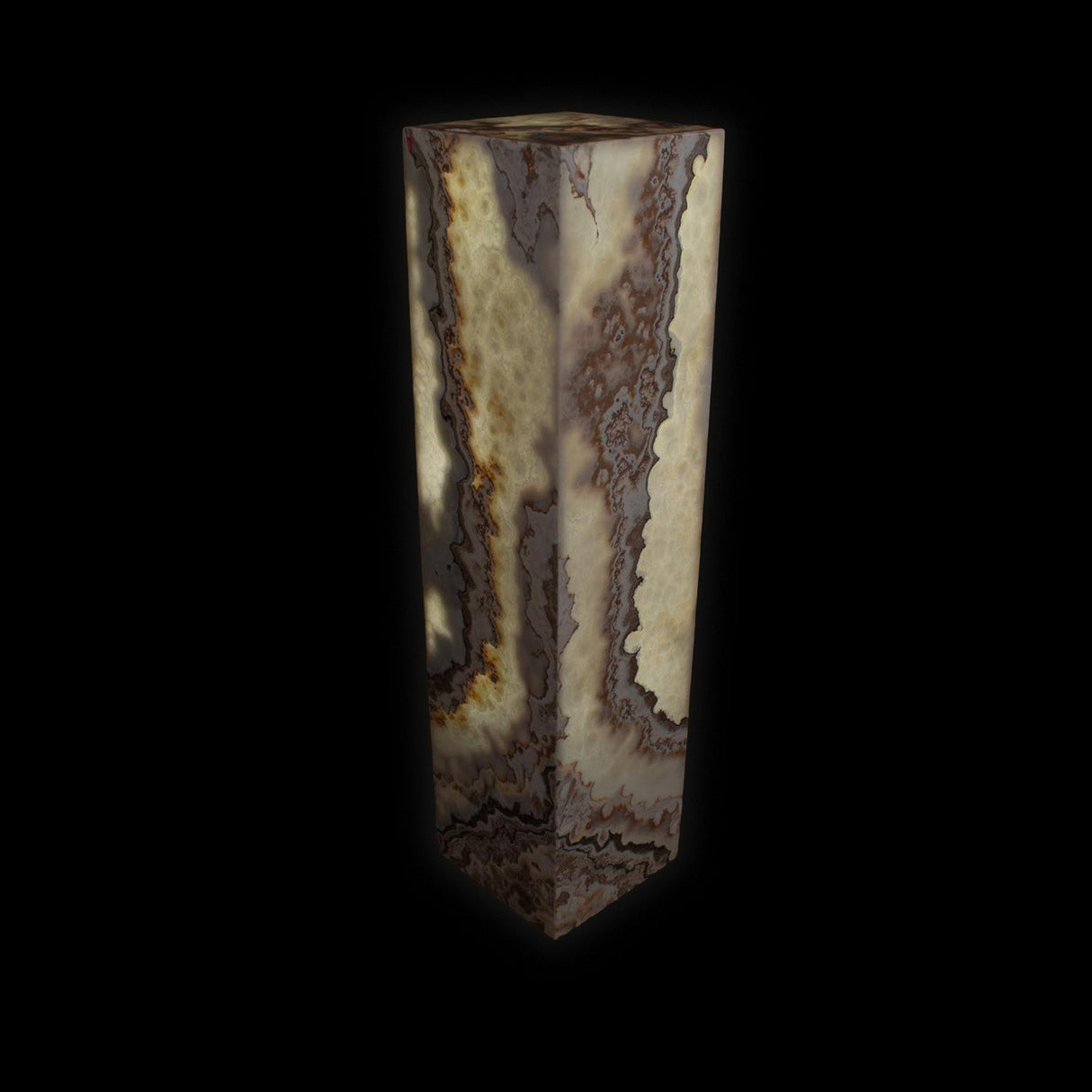 White Desert Onyx Square Pedestal Luminary