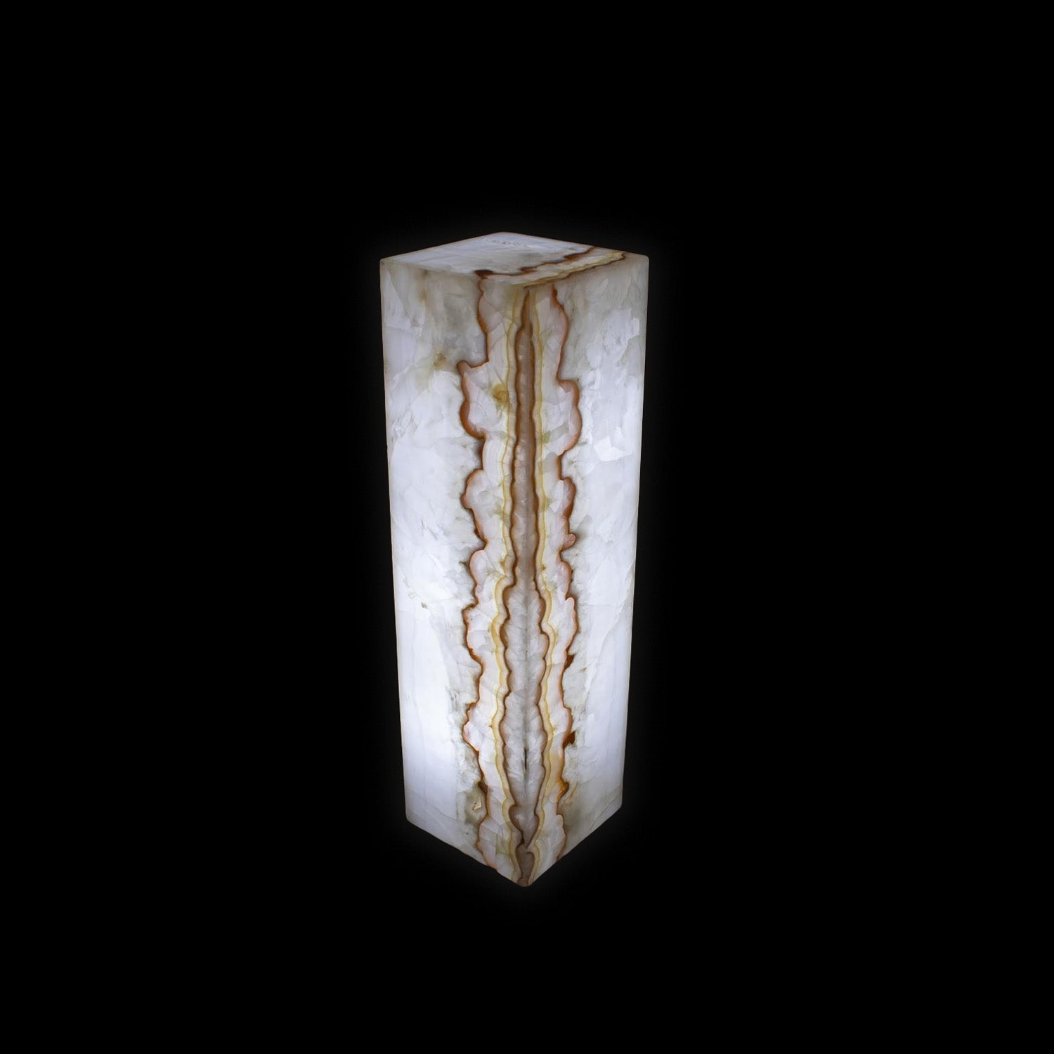 Orange Tehucan Onyx Square Pedestal Luminary