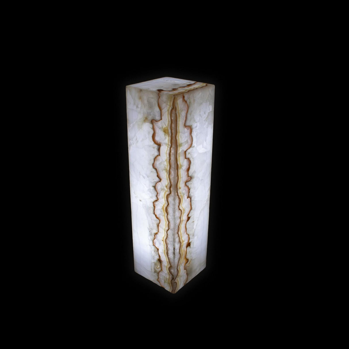 Orange Tehucan Onyx Square Pedestal Luminary