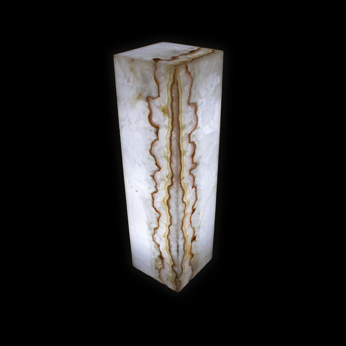 Orange Tehucan Onyx Square Pedestal Luminary
