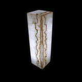Orange Tehucan Onyx Square Pedestal Luminary