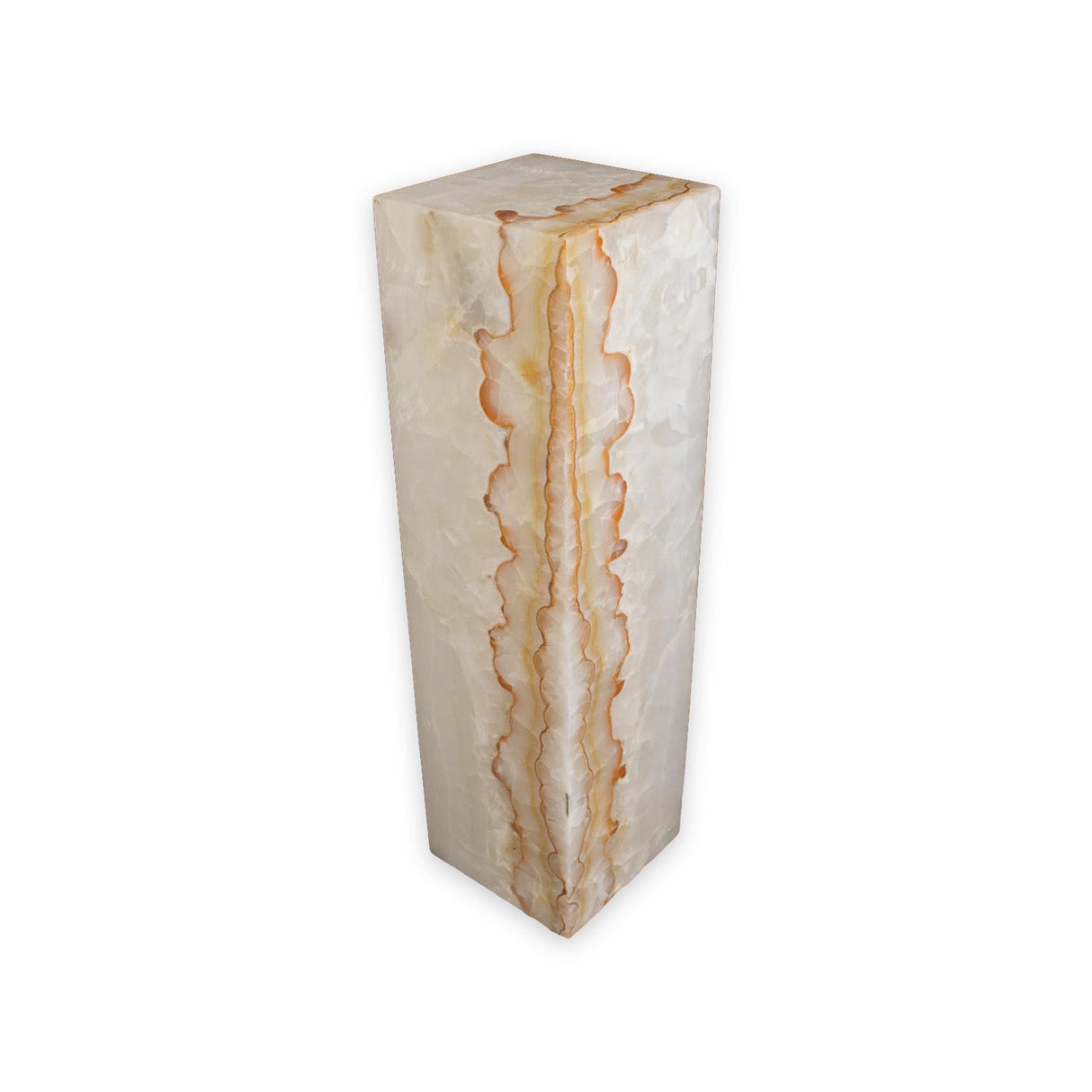 Orange Tehucan Onyx Square Pedestal Luminary