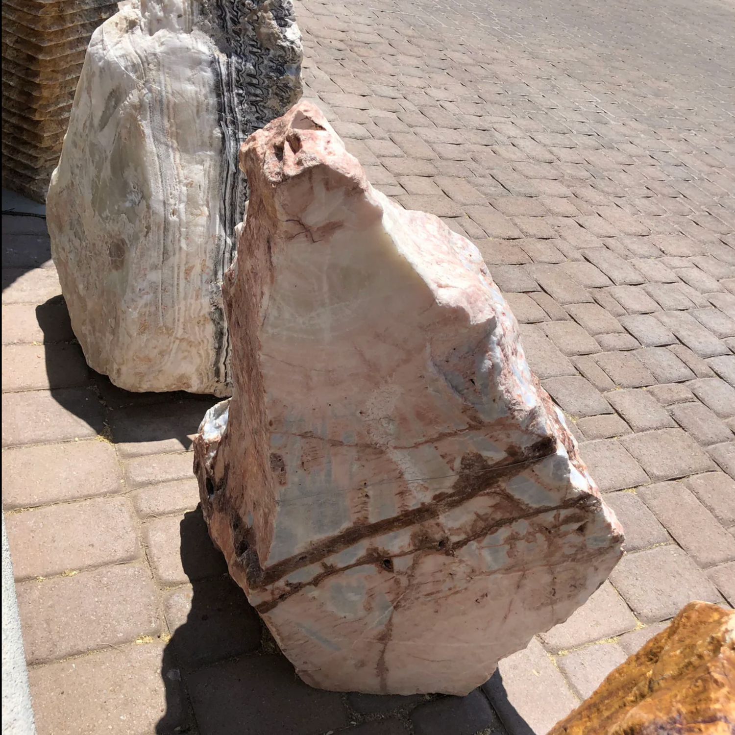 Cherry Blossom Onyx Fountain - Boulder With 1 Cut Side