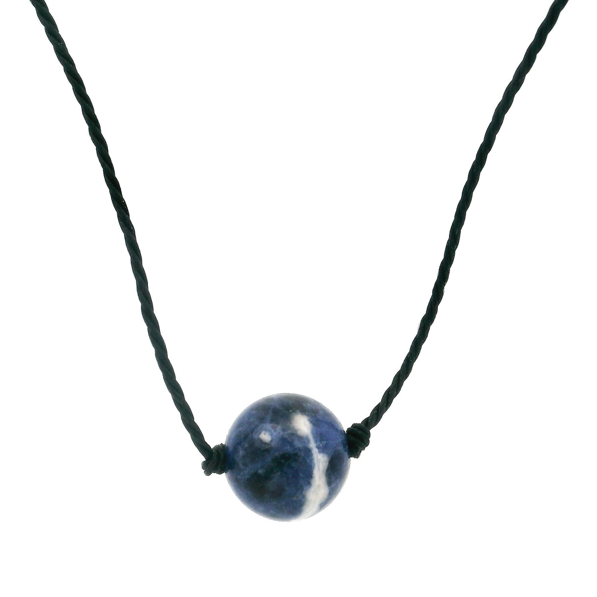 Sodalite 10mm Single Bead Necklace On Cord Choker With Extension