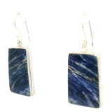 Sodalite Cabochon Dangle Earrings set in Simple Silver Bezel