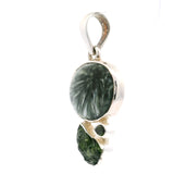 Seraphinite Pendant -Oval With Chrome Diopside & Tourmaline
