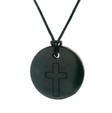Shungite Necklace On Cord - Engraved with Cross
