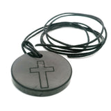 Shungite Necklace On Cord - Engraved with Cross