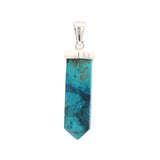 Shattuckite Chrysocolla Point Pendant  with Lantern Setting in 925 Sterling Silver