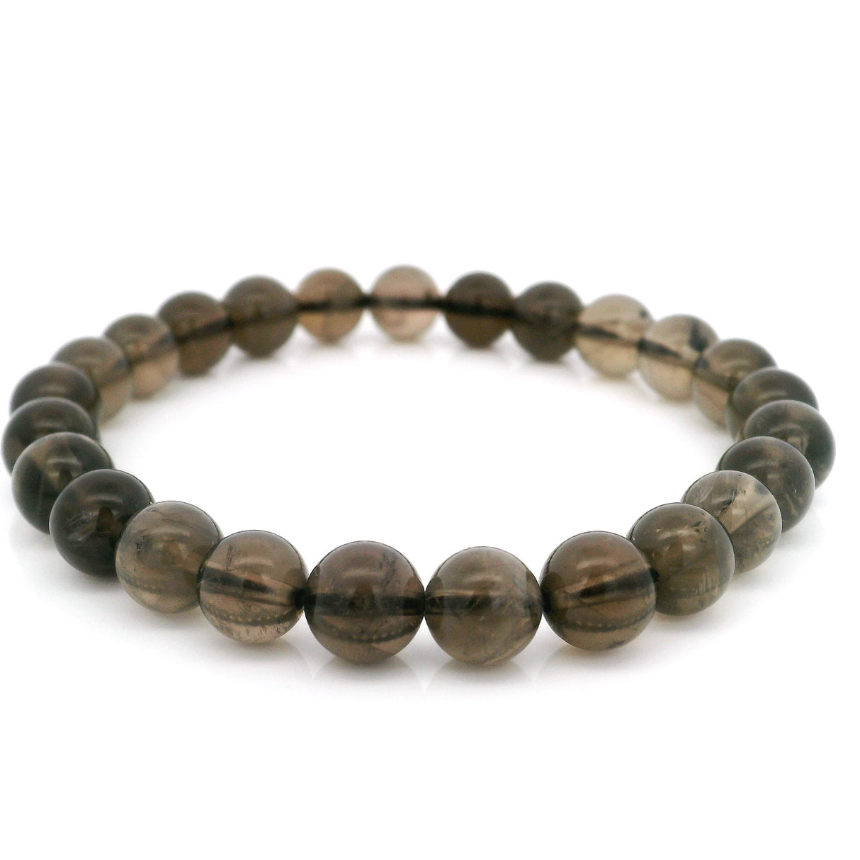 Smoky Quartz Beaded Bracelet - 7.5-8.5 mm Round