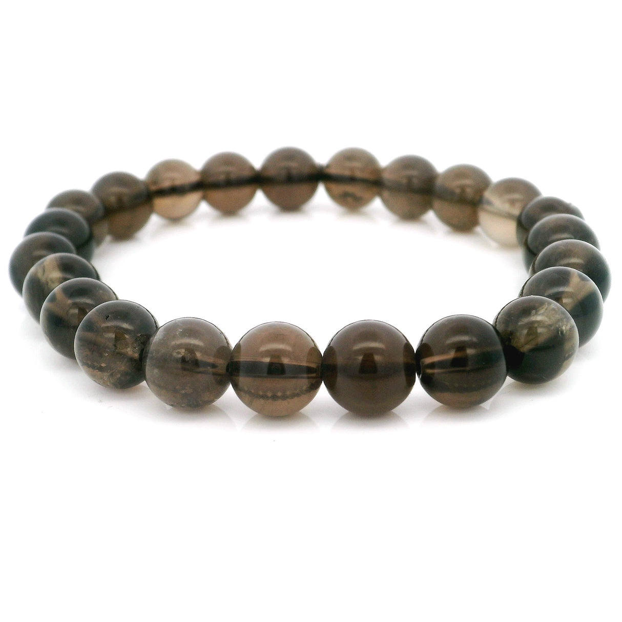 Bracelet perles rondes 8mm Quartz Fumé