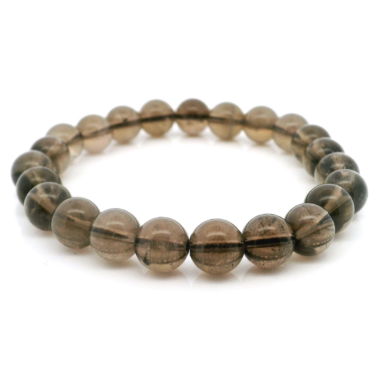 Bracelet perles rondes 8mm Quartz Fumé