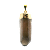 Smoky Quartz Point Pendant with Plated Gold Cap