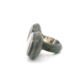 Smoky Quartz Ring with Oval & Pear Duo Bezel Set Set East-West on Oxidized 925 Sterling Silver Design - Double Trouble-