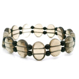 Smoky Quartz Beaded Bracelet - Double Stranded with 4mm Obsidian Spacers