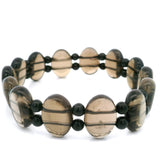 Smoky Quartz Beaded Bracelet - Double Stranded with 4mm Obsidian Spacers