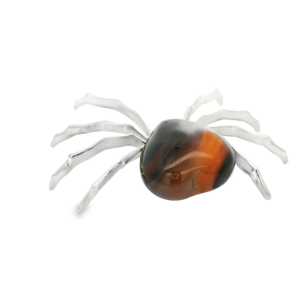 Red Sard Onyx Spider - Carnelian Heart on Silver Body