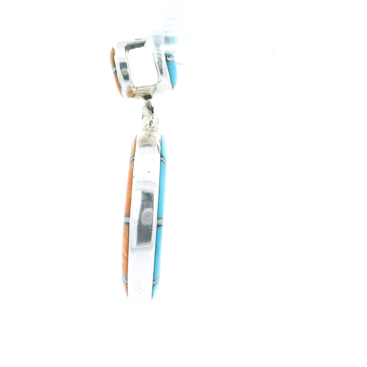 Spiny Oyster Pendant 2-Sided Cutout Circle With Turquoise Inlay & Round Inlaid Bail