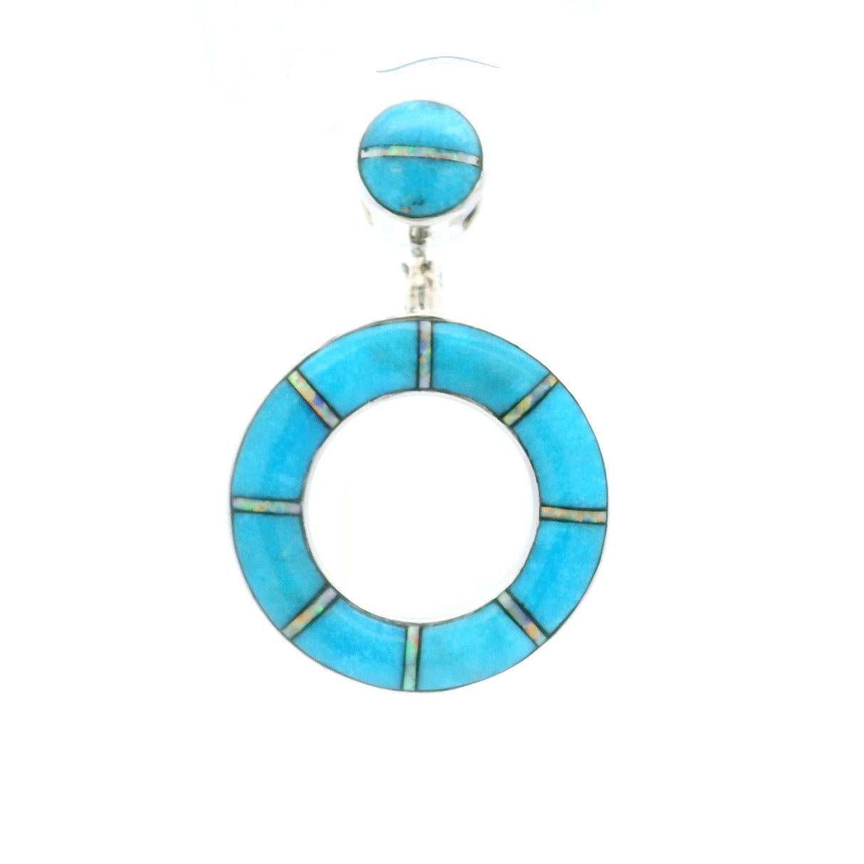 Spiny Oyster Pendant 2-Sided Cutout Circle With Turquoise Inlay & Round Inlaid Bail