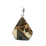 Septarian Pendant - Diamond Shape Cabochon With Simple Silver Bezel