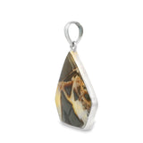 Septarian Pendant - Diamond Shape Cabochon With Simple Silver Bezel