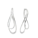 Sterling Silver Hoop Earrings - Two Row Wave