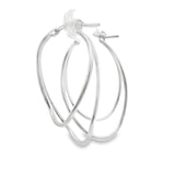 Sterling Silver Hoop Earrings - Two Row Wave