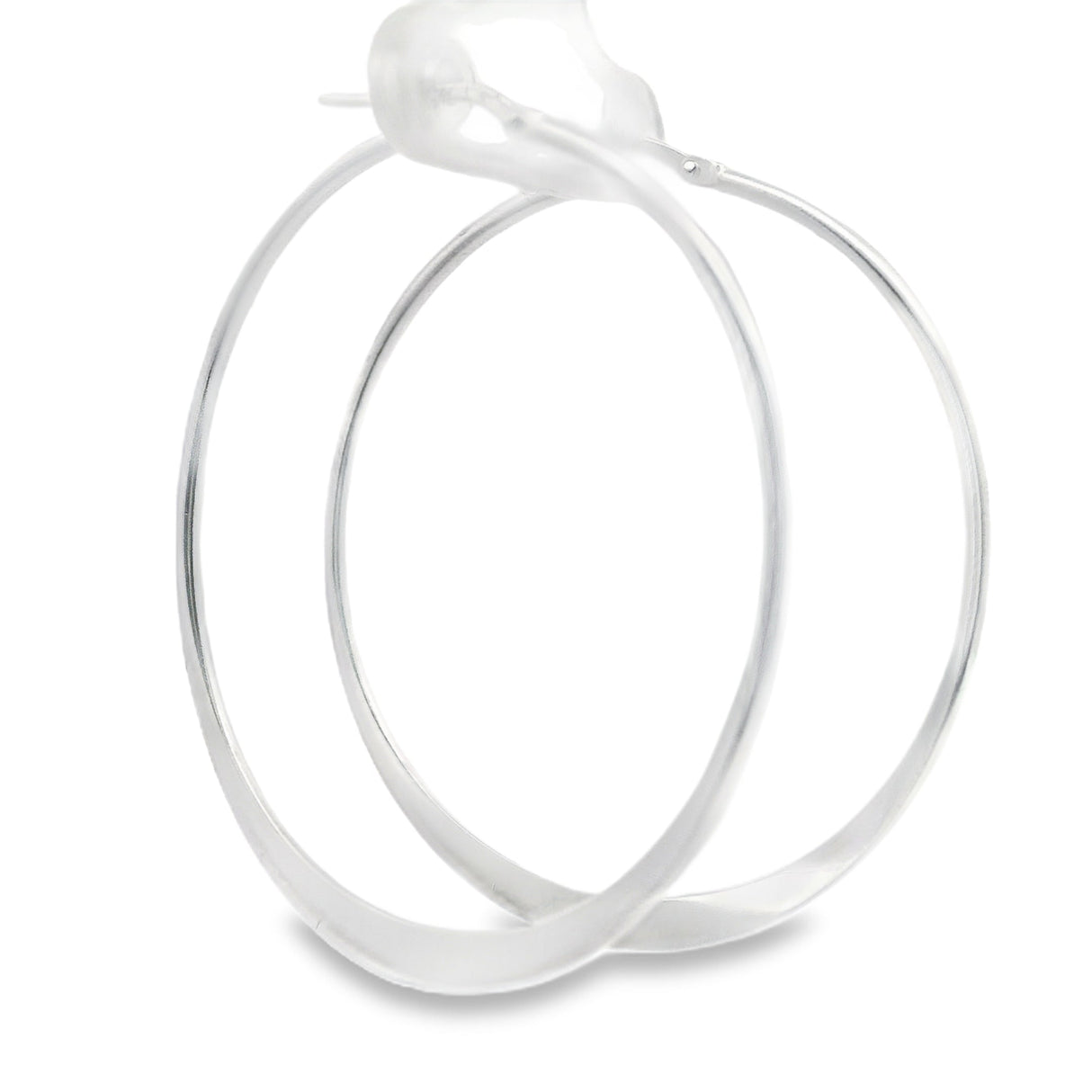 Sterling Silver Hoop Earrings - Graduated Flat Design