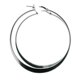 Sterling Silver Hoop Earrings - Graduated Flat Design