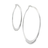 Sterling Silver Hoop Earrings - Graduated Flat Design
