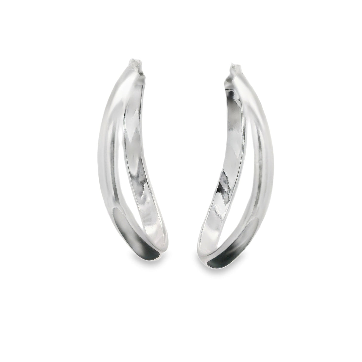 Sterling Silver Hoop Earrings - Hinged Fancy Shape