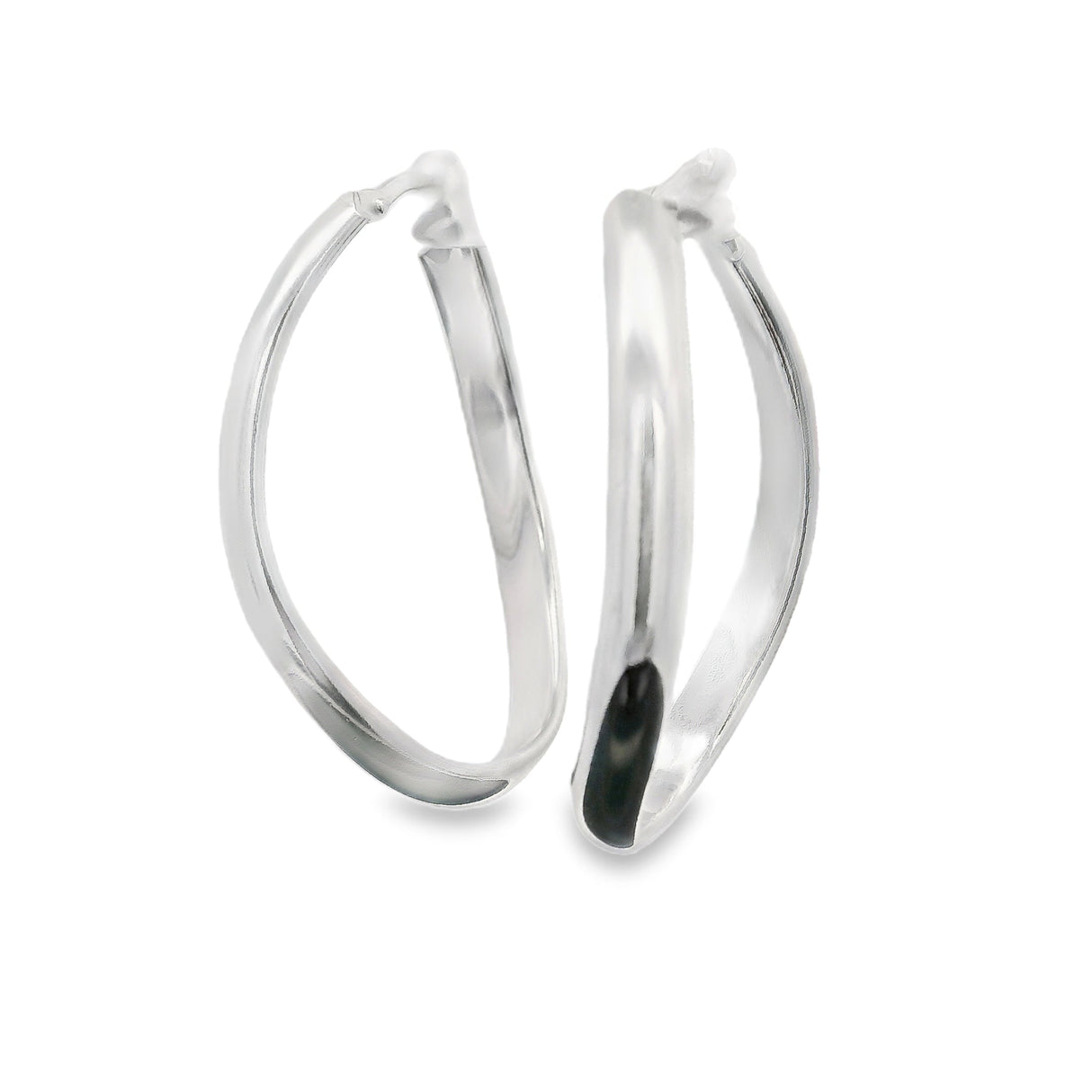 Sterling Silver Hoop Earrings - Hinged Fancy Shape