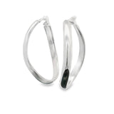 Sterling Silver Hoop Earrings - Hinged Fancy Shape