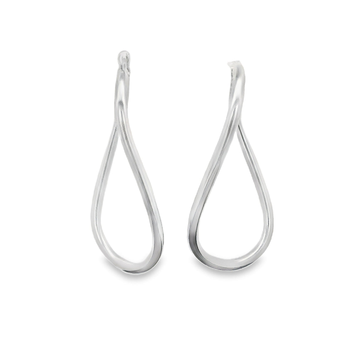 Sterling Silver Hoop Earrings - Hinged Fancy Shape